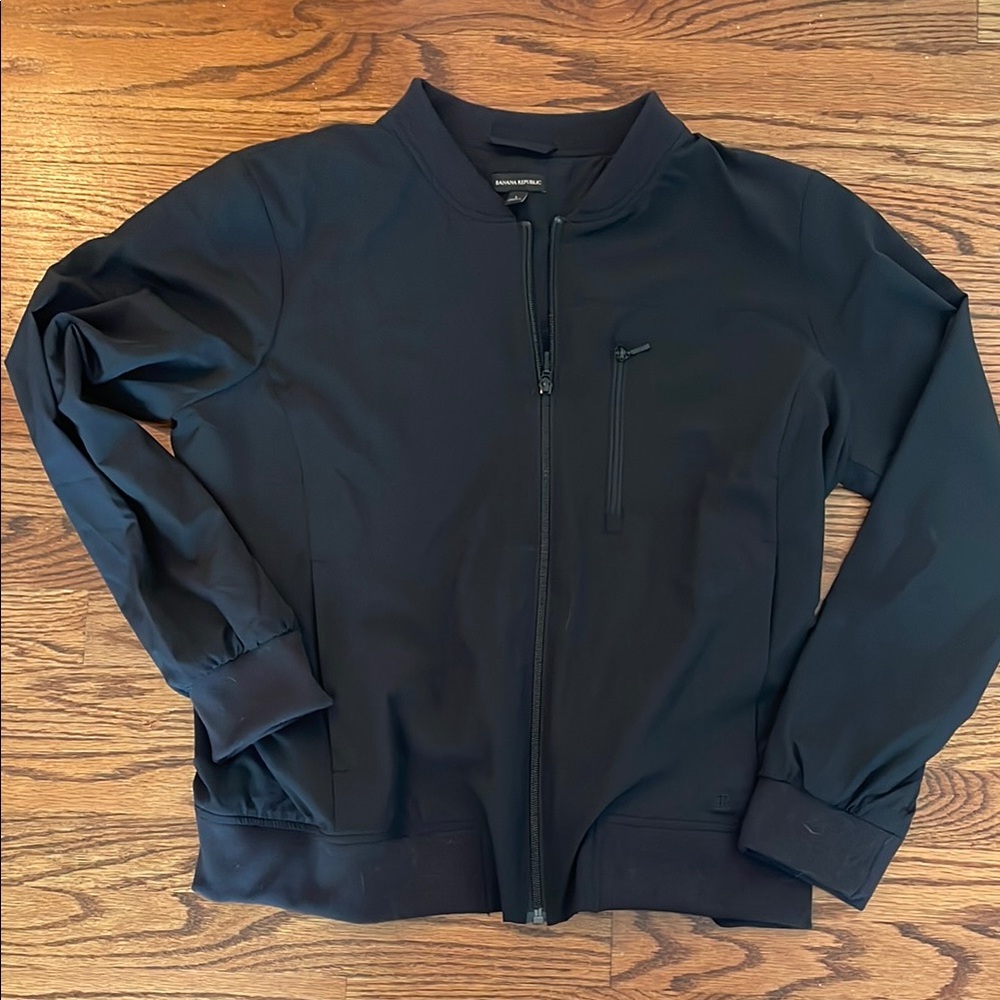 Banana Republic Black Bomber Jacket with Stand-Up Collar